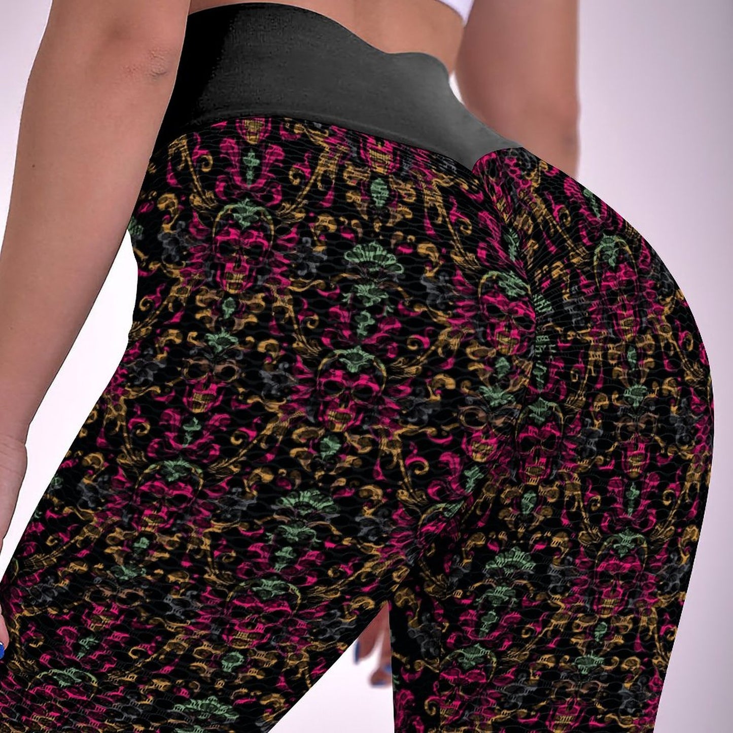 Munsieur Custom Printed Honeycomb Textured Yoga Leggings for Women