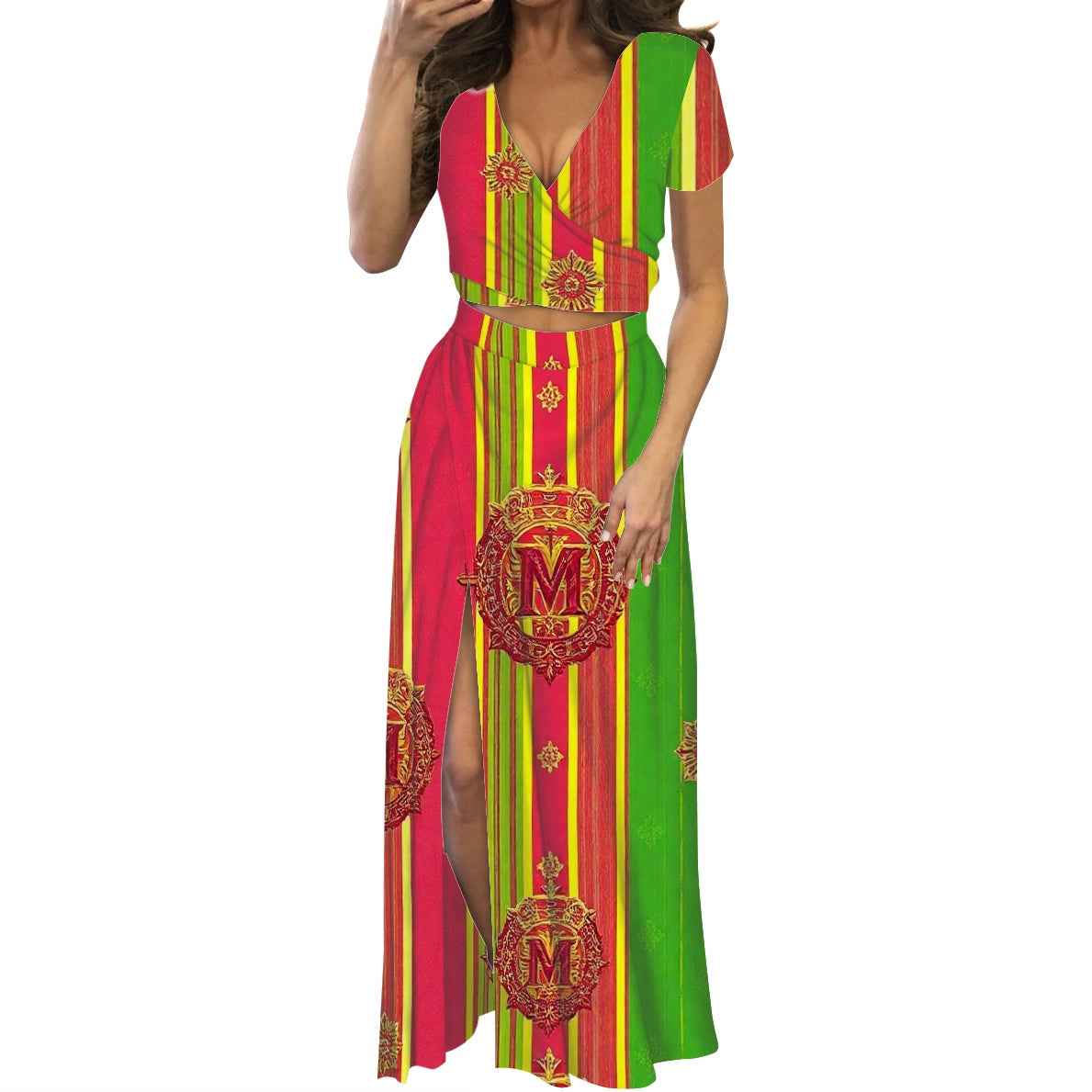 Short sleeve long dress suit