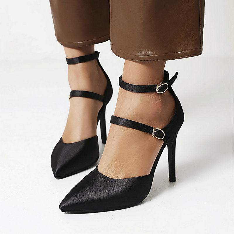 Hollow Women's Strap Stiletto Heel Pumps