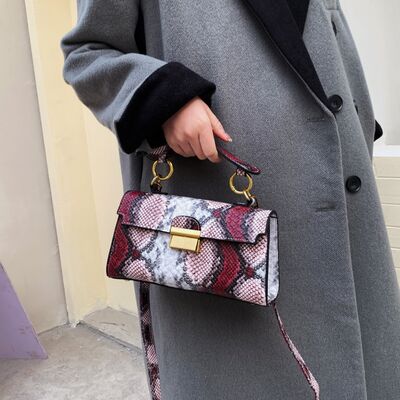 PU Leather Snakeskin Print Crossbody Bag - Munsieur