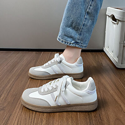 Contrast Lace Up Round Toe Sneakers - Munsieur