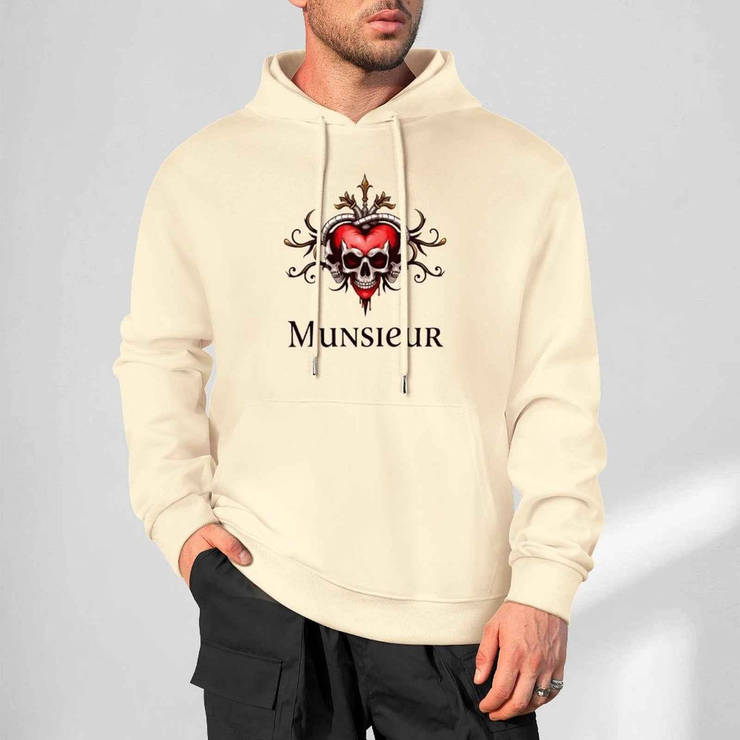 Munsieur Deadly Love: Skull Hoodie for Men - Munsieur