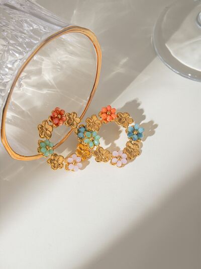Synthetic Crystal Stainless Flower Earrings - Munsieur