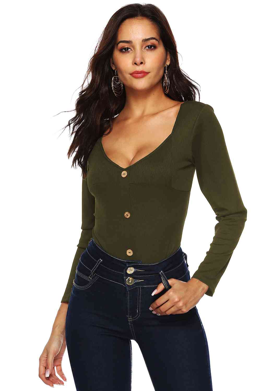 Button Detail Bodysuit - Munsieur