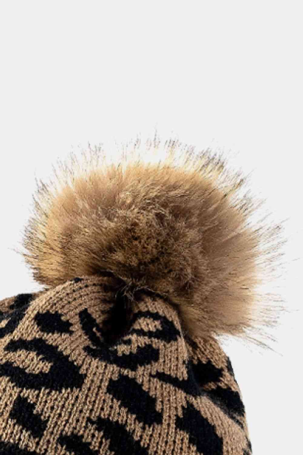 Leopard Pom-Pom Cuffed Beanie - Munsieur