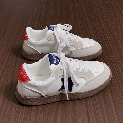 Contrast Star Lace-Up Athletic Sneakers - Munsieur