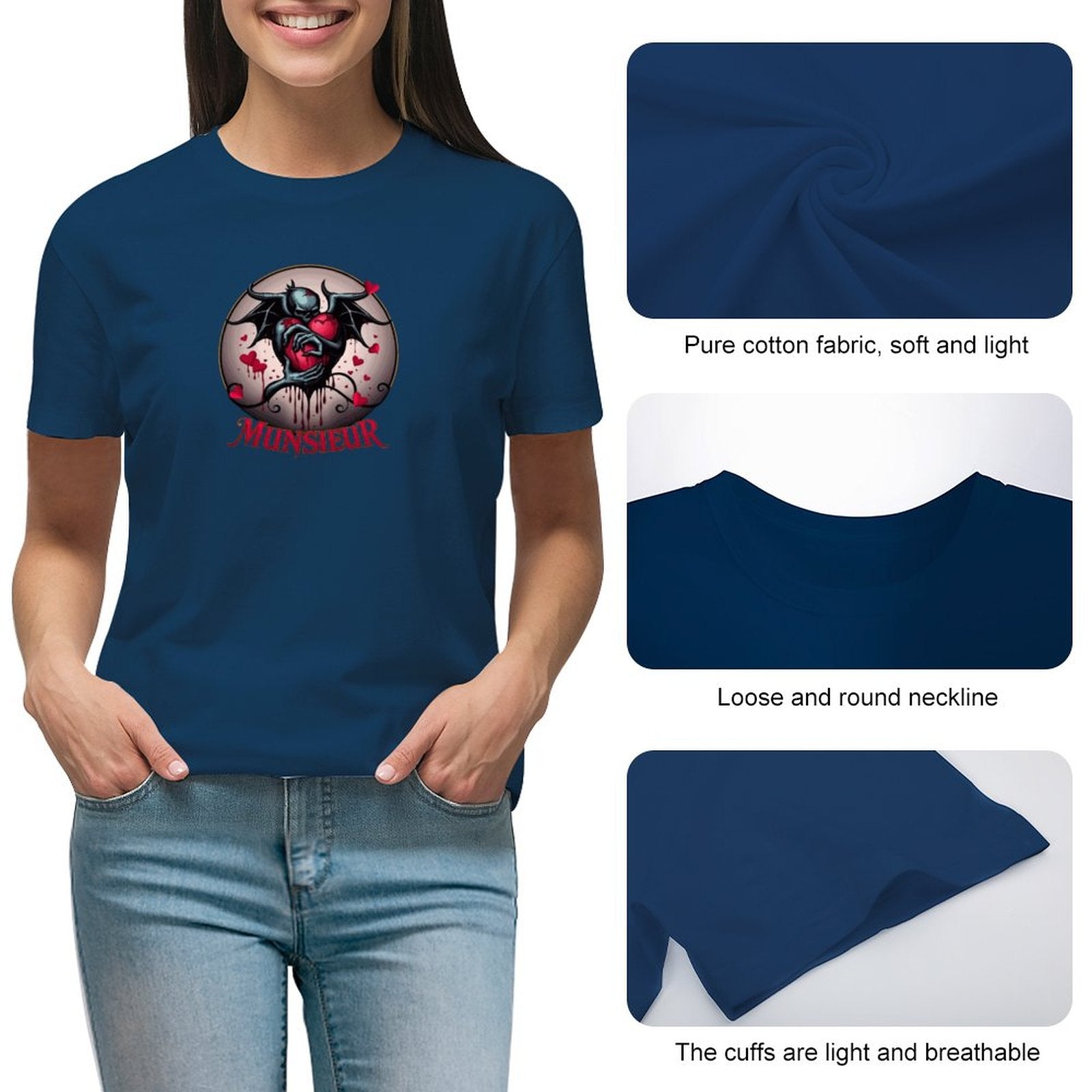 Munsieur T-Shirt for Women: Classic Simplicity with a Modern Edge for Her - Munsieur
