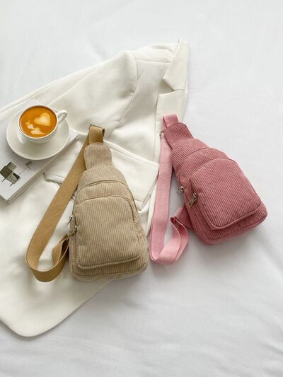 Corduroy Solid Color Crossbody Bag - Munsieur