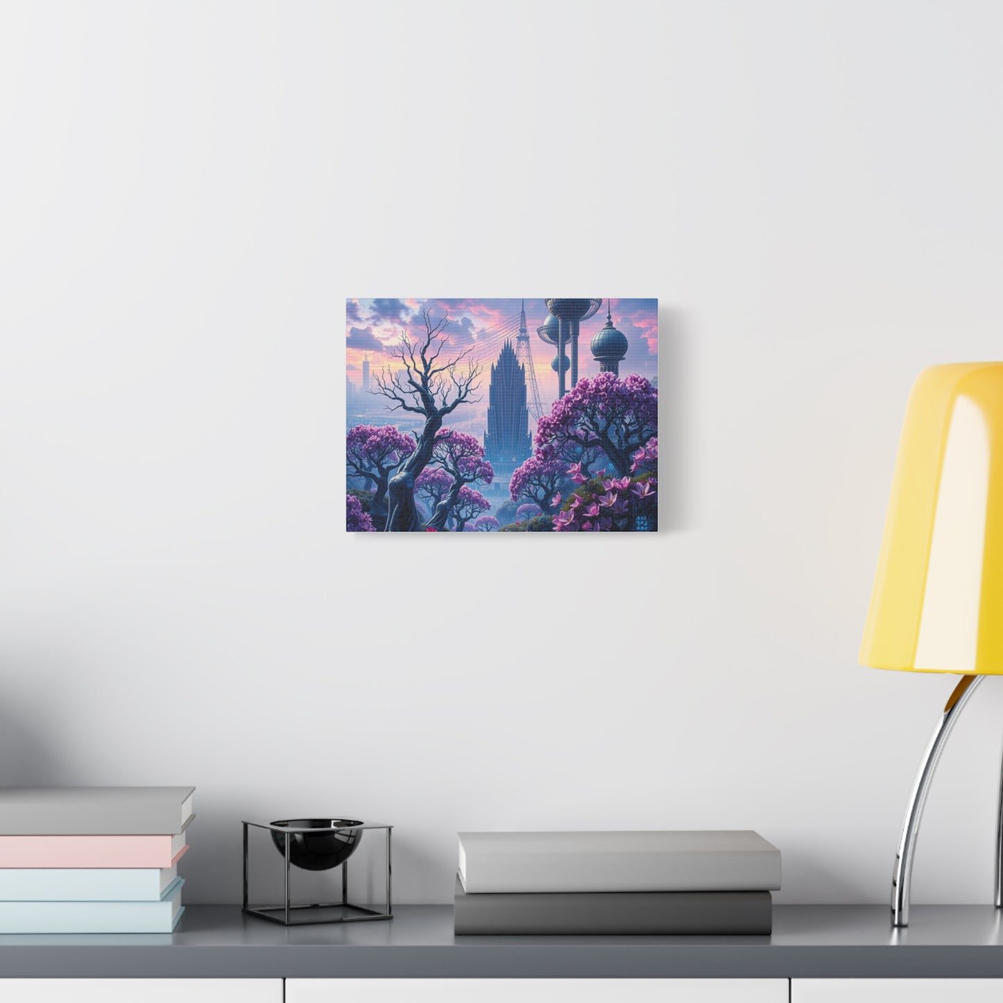 Stretched Canvas Wall Art, Dreamy Cityscape with Cherry Blossoms, Nature-Inspired Home Decor, Perfect Gift for Art Lovers, Unique Wall [...]