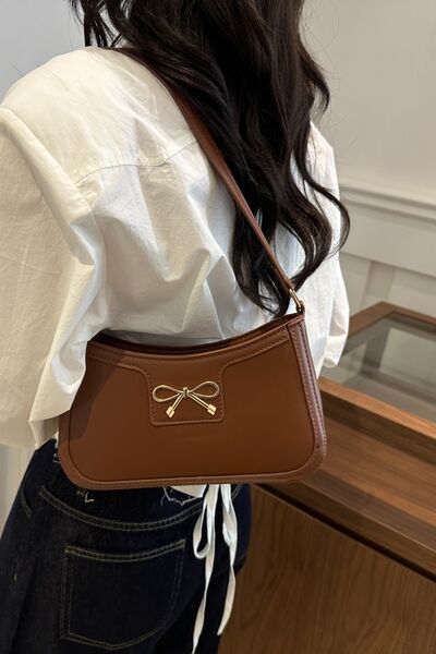 Bow Trim PU Leather Shoulder Bag - Munsieur