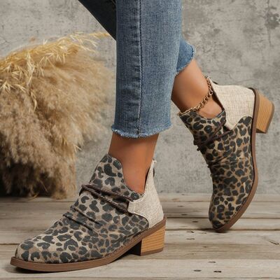 Contrast Canvas Low Heel Boots - Munsieur