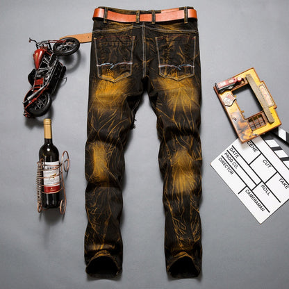 Nostalgic Color Locomotive Ripped Pants