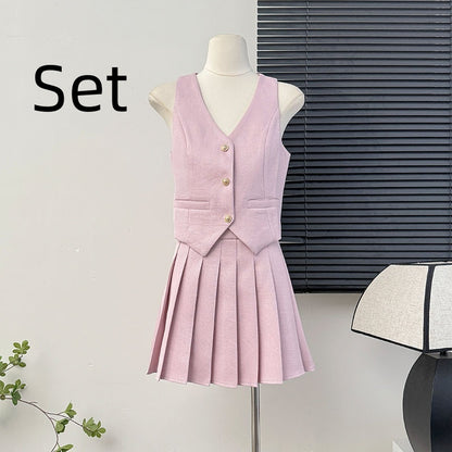 Women's Tennis Skirt Set + Blouse High Waist Pleated Two-piece
