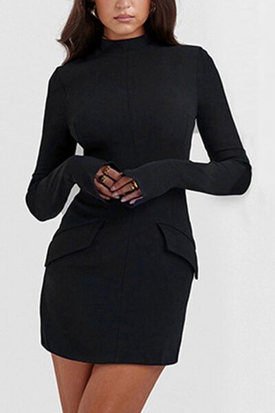 Mock Neck Long Sleeve Mini Dress - Munsieur