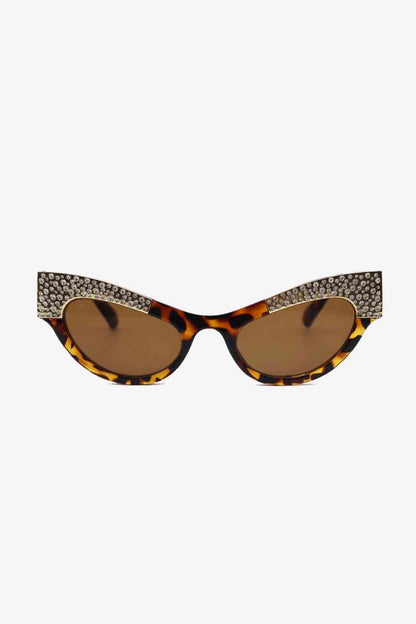 UV400 Rhinestone Trim Cat-Eye Sunglasses - Munsieur
