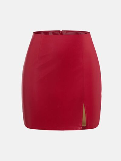 Slit Mini Skirt with Zipper - Munsieur