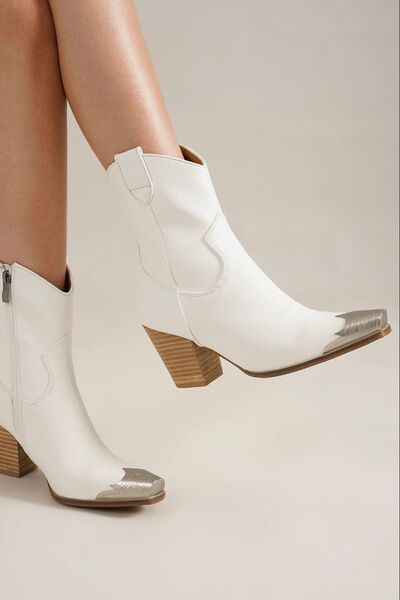 Beast Fashion Faux Leather Block Heel Boots with Side Zippers - Munsieur