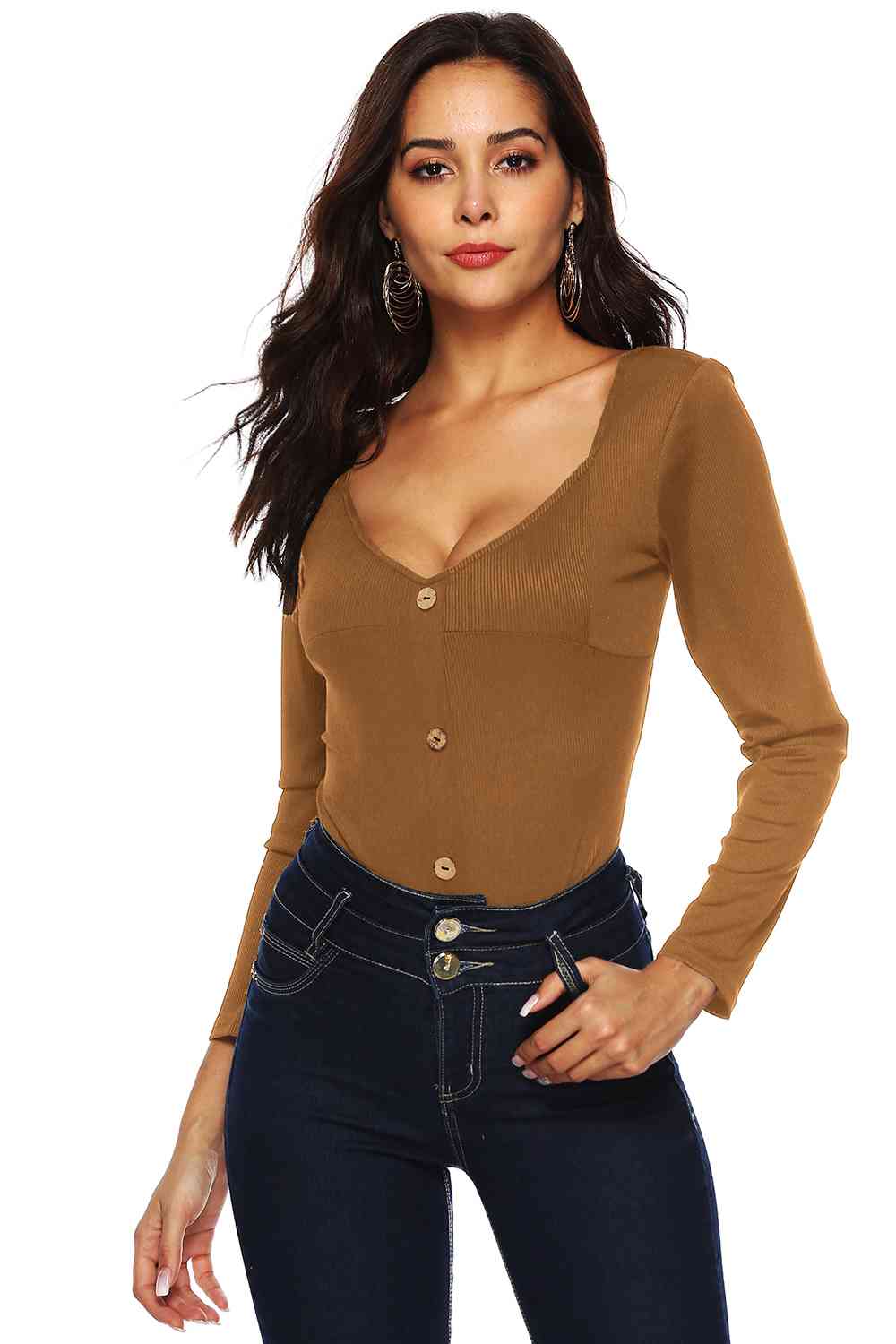 Button Detail Bodysuit - Munsieur