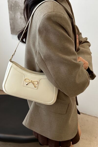Bow Trim PU Leather Shoulder Bag - Munsieur