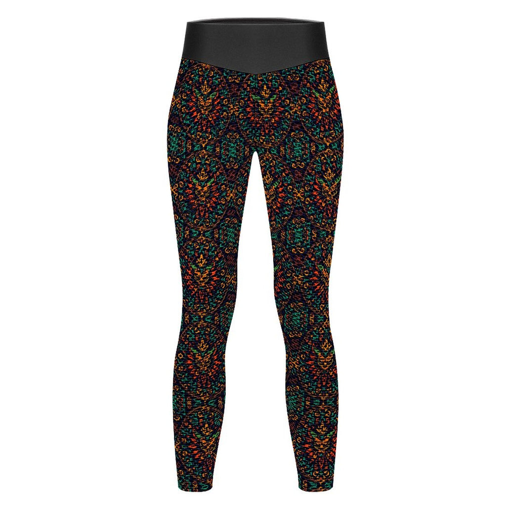 Custom Printed Honeycomb Textured Yoga Leggings for Women