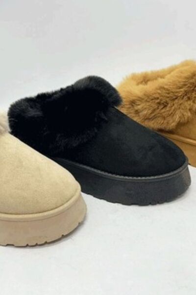 WILD DIVA Faux-Fur Platform Slip On Booties - Munsieur