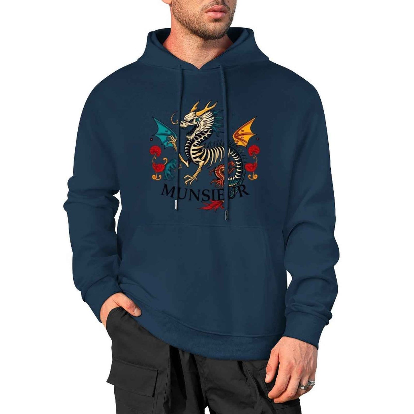 Munsieur Inferno Crest: Dragon Hoodie for Men - Munsieur