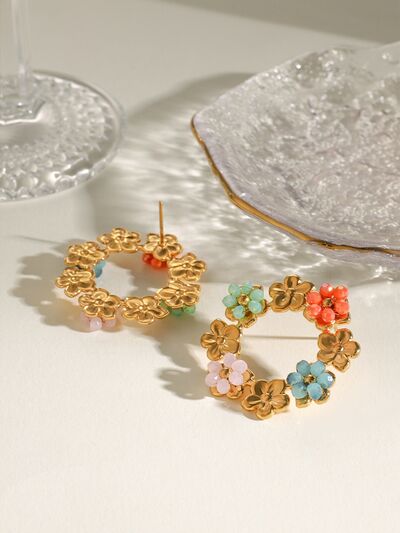 Synthetic Crystal Stainless Flower Earrings - Munsieur