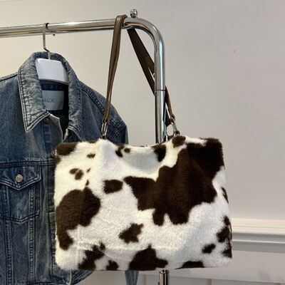 Cow Print Furry Tote Bag - Munsieur