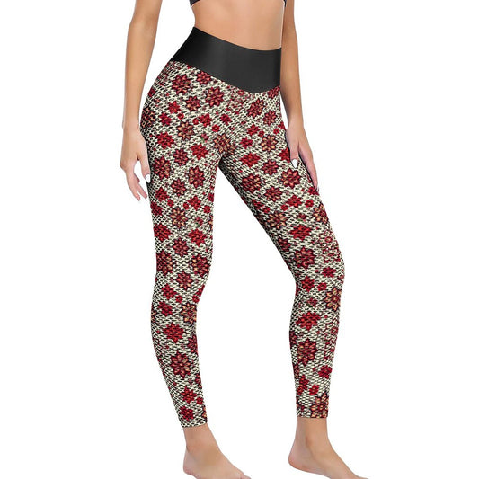 Custom Printed Honeycomb Textured Yoga Leggings for Women