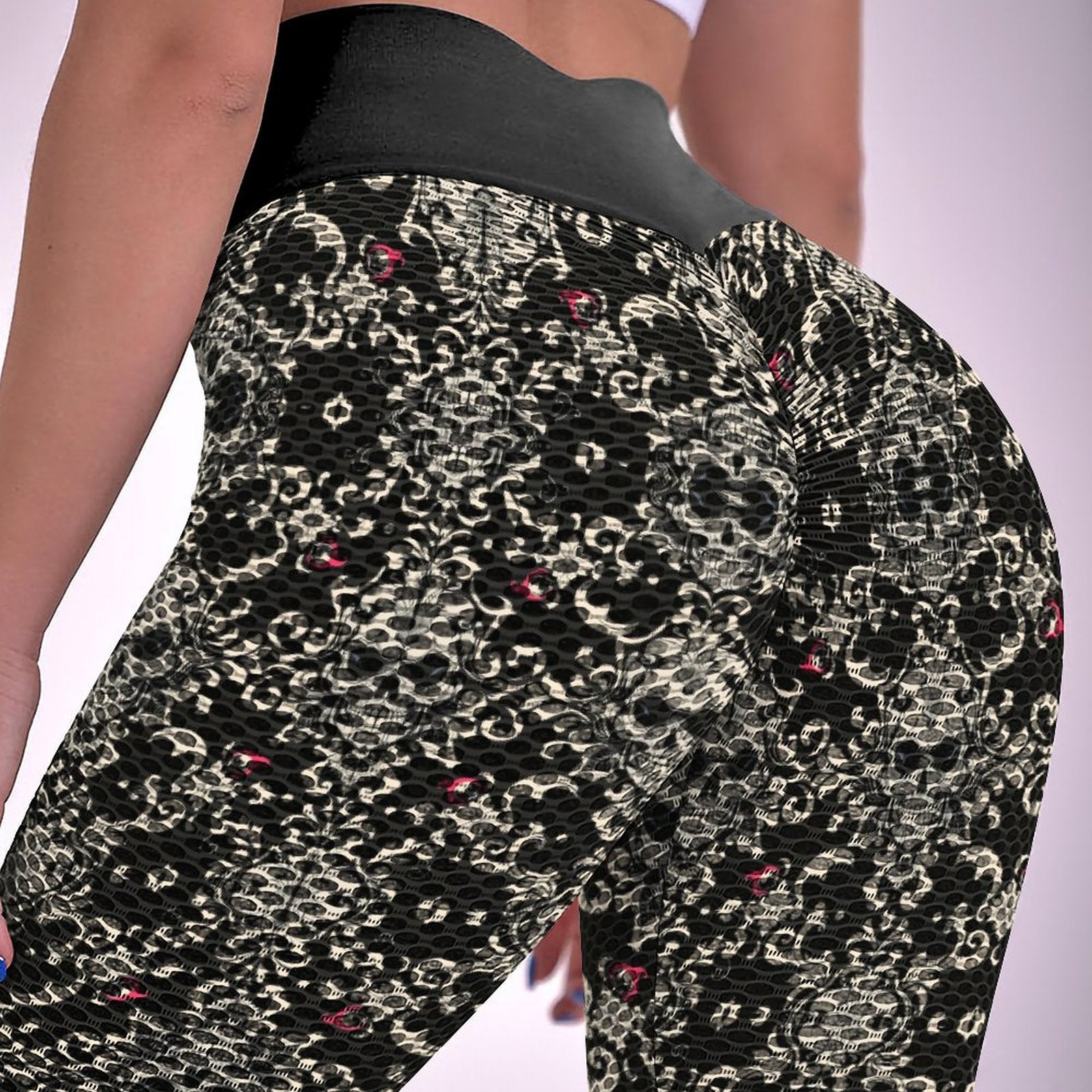 Custom Printed Honeycomb Textured Yoga Leggings for Women