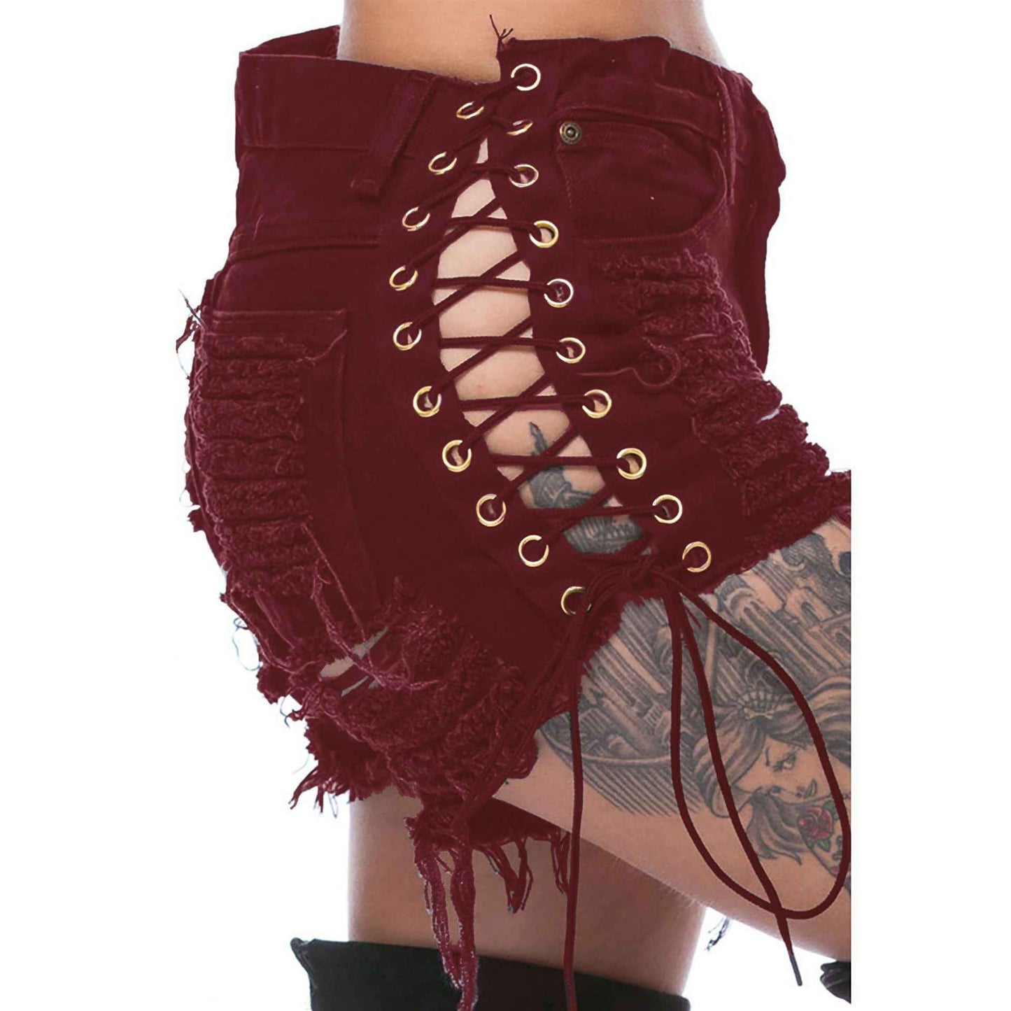 Ripped Bandage Denim Bottoms for Women