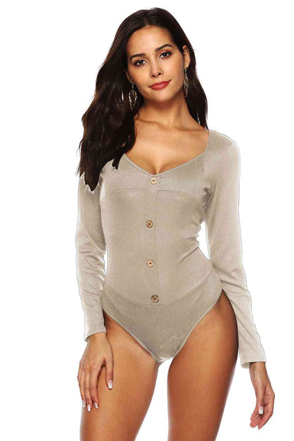 Button Detail Bodysuit - Munsieur