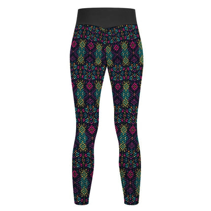 Munsieur Design Custom Printed Honeycomb Textured Yoga Leggings for Women