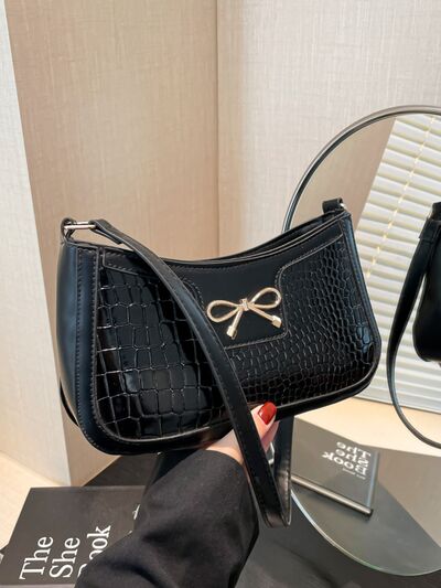 Bow PU Leather Shoulder Bag - Munsieur