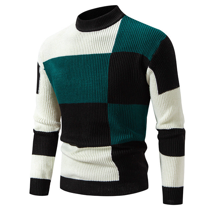 Men's Hoodie Half Turtleneck Color Matching Casual