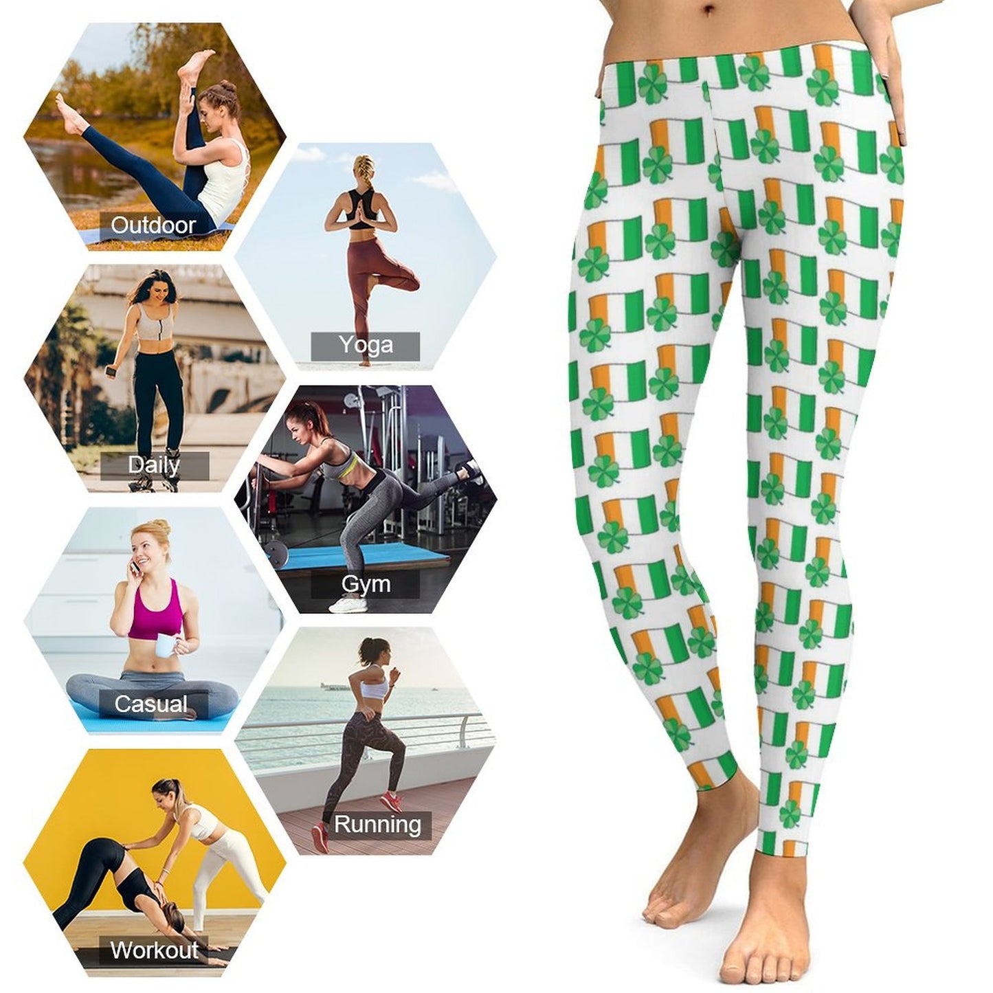 Munsieur St. Patrick's Day Collection Women's Hot Yoga Stretch Leggings