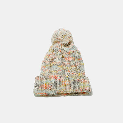 Contrast Cable-Knit Hat with Pompom - Munsieur