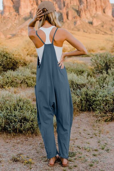 Double Take Full Size V-Neck Sleeveless Jumpsuit with Pockets - Munsieur