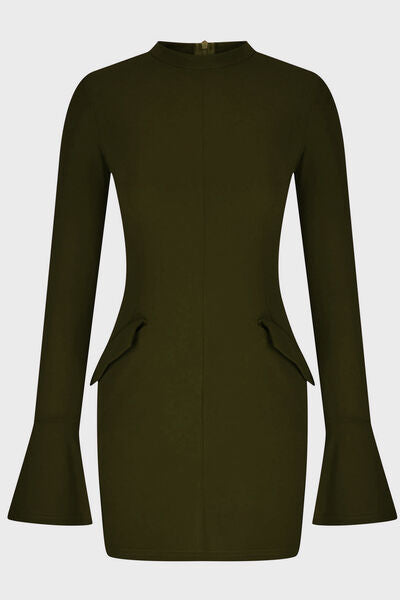 Mock Neck Long Sleeve Mini Dress - Munsieur