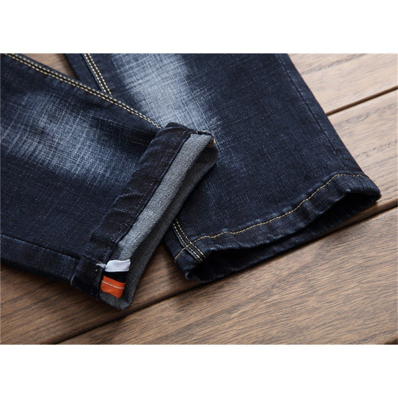 Blue With Holes Slim Fit Men's Pants - Munsieur