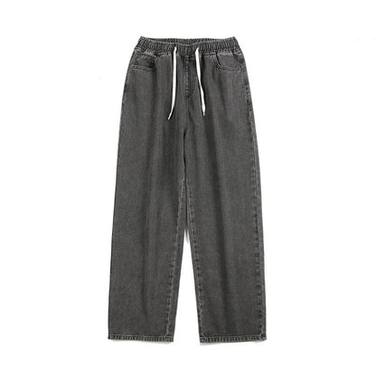 Men's Elastic Waist Loose Straight Drooping Mop Pants