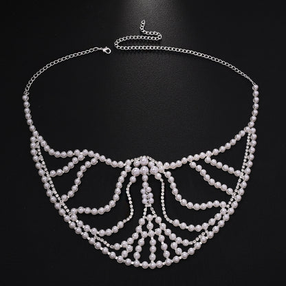 Pearl Fashion Exaggerated Music Festival Rhinestone Mask Accessories