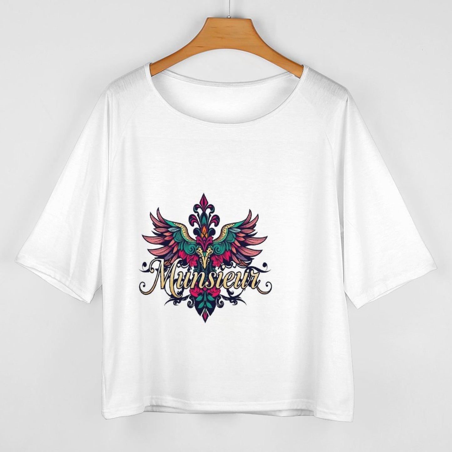 Munsieur Women's Off the Shoulder Half-Sleeve T-shirt