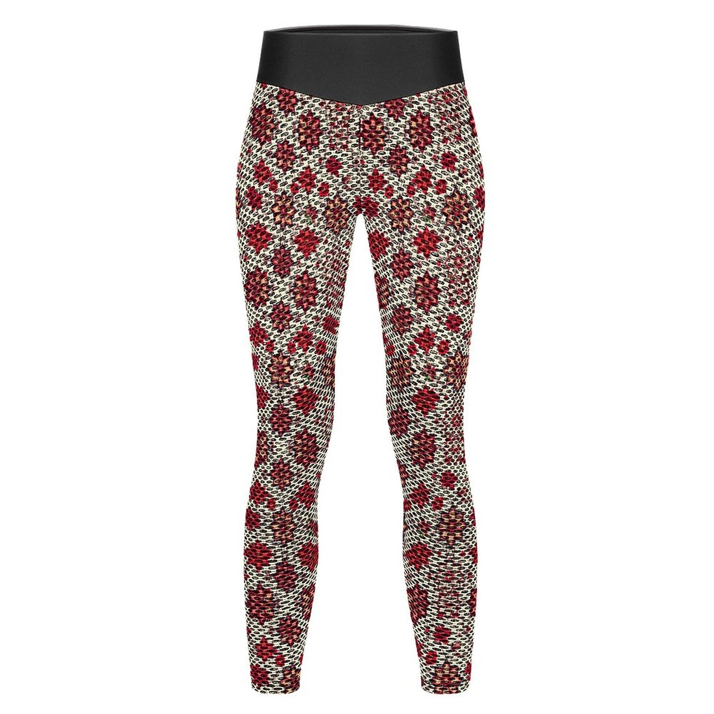Custom Printed Honeycomb Textured Yoga Leggings for Women