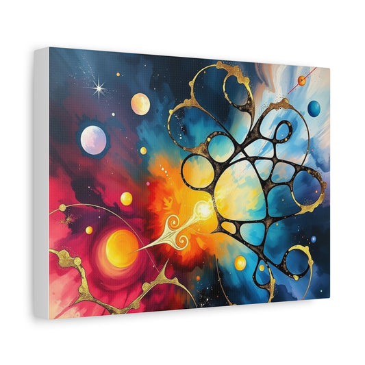 Galactic Abstract Art Canvas Print, Cosmic Wall Decor, Space-Themed Home Art, Unique Gifts for Astronomers, Colorful Galaxy Artwork
