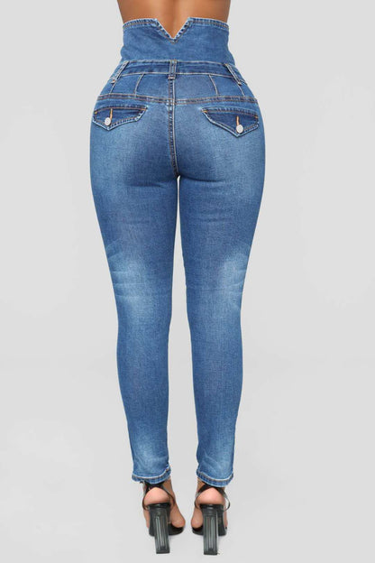 Ripped Jeans Women's High-Waist Denim Stretch Streetwear