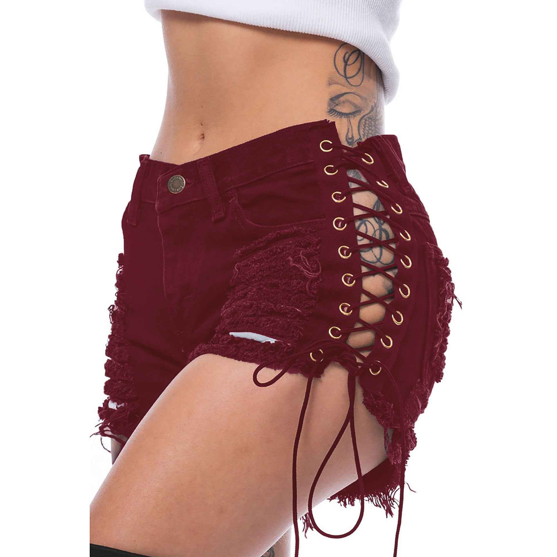 Ripped Bandage Denim Bottoms for Women