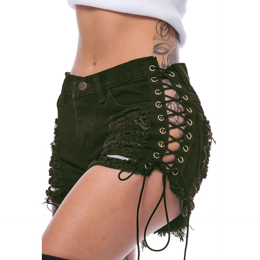 Ripped Bandage Denim Bottoms for Women