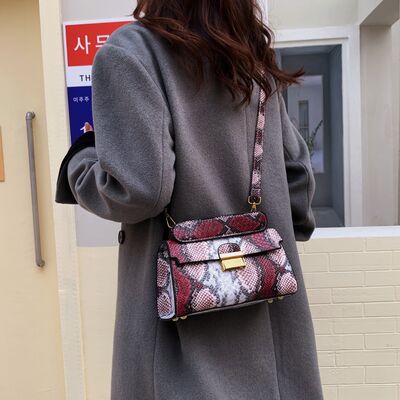 PU Leather Snakeskin Print Crossbody Bag - Munsieur
