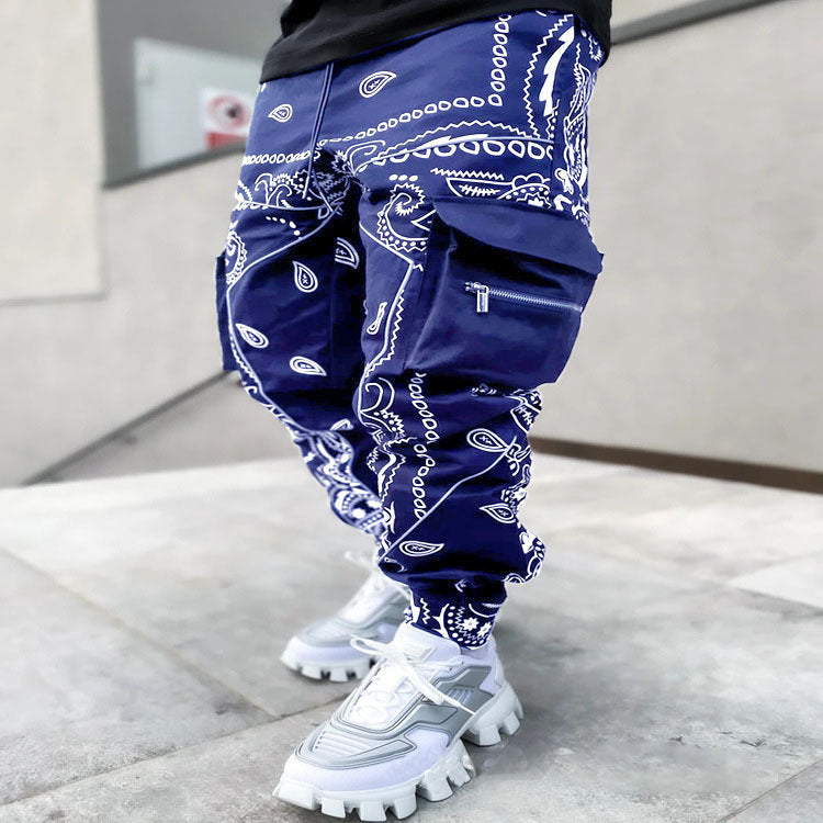 Men's Bandanna Print Casual Wide-Leg Harem Pants